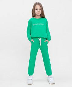 Брюки из футера зеленые Button Blue (116)