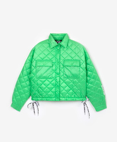 Куртка женская укороченная стеганая из плащовки зеленая Gulliver (L)