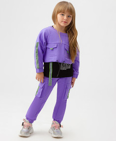 Брюки-карго с поясом на резинке светло-фиолетовые Button Blue (110)