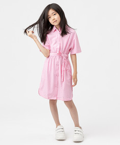 Платье-рубашка в мелкую полоску розовое Button Blue (134)