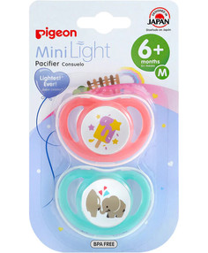 Пустышки PIGEON MiniLight Эскимо Слоники, 3 мес (размер M), 2шт