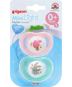 Пустышки PIGEON MiniLight Мороженое Зайчики, 0 мес (размер S), 2шт