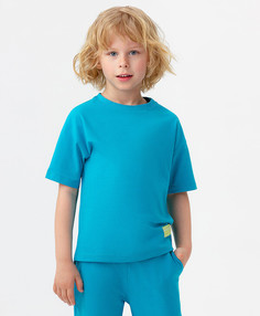 Футболка голубая с патчем-нашивкой Button Blue (140)