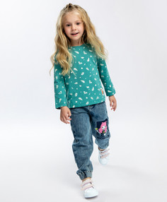 Футболка с длинным рукавом зеленая Button Blue (104)