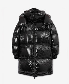 Пальто оверсайз зимнее с капюшоном черное GLVR (L-XL)
