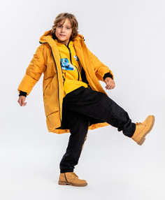 Пальто зимнее с капюшоном желтое Button Blue (134)
