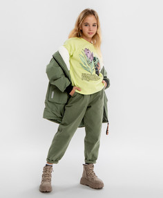 Футболка с принтом салатовая Button Blue (140)