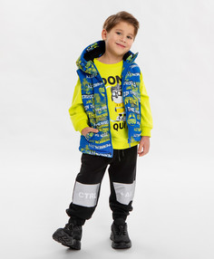 Джоггеры с принтом с поясом на резинке чёрные для мальчика Button Blue (110)