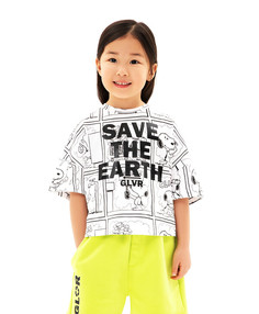 Футболка оверсайз с принтом Спаси Планету белая Gulliver (122)