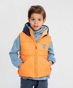 Жилет утепленный с капюшоном стёганный оранжевый для мальчика Button Blue (110)