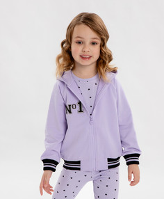 Худи с капюшоном с принтом на молнии сиреневое для девочки Button Blue (128)