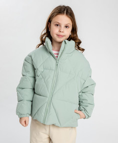 Куртка с геометричной стежкой демисезонная зелёная для девочки Button Blue (158)