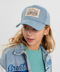 Бейсболка джинсовая с шевроном голубая детская Button Blue (54-56)