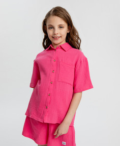 Рубашка с коротким рукавом розовая для девочки Button Blue (140)