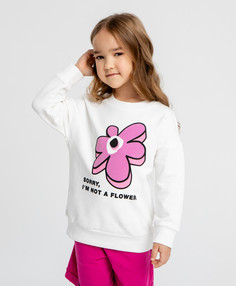 Свитшот оверсайз с принтом белый для девочки Button Blue (104)