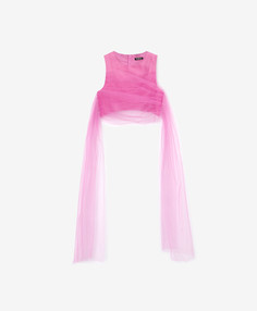 Блузка из сатина и сетки розовая для девочек Gulliver (158)