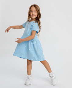 Платье с принтом голубое для девочки Button Blue (110)