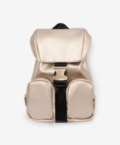 Рюкзак из искусственной кожи с металлизированной поверхностью цвета светлое золото для девочки Gulliver (One size)