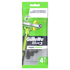 Одноразовые мужские бритвы Gillette Blue3 Simple Sensitive, с 3 лезвиями, 4, плавающая головка