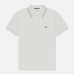 Мужское поло C.P. Company Stretch Piquet Regular Striped Collar, цвет белый, размер S
