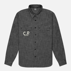 Мужская рубашка C.P. Company Chambray Logo, цвет серый, размер S