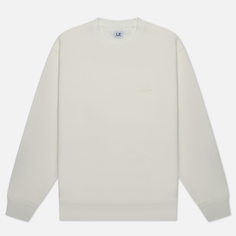 Мужская толстовка C.P. Company Cotton Diagonal Fleece Logo Garment Dyed, цвет белый, размер S
