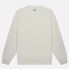 Мужская толстовка C.P. Company Cotton Diagonal Fleece Logo Garment Dyed, цвет белый, размер S