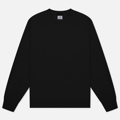 Мужская толстовка C.P. Company Cotton Diagonal Fleece Logo Garment Dyed, цвет чёрный, размер S
