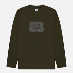 Мужской лонгслив C.P. Company 30/1 Jersey Logo, цвет оливковый, размер S