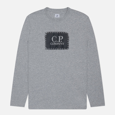 Мужской лонгслив C.P. Company 30/1 Jersey Logo, цвет серый, размер S