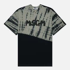 Мужская футболка MSGM Tie Dye Brush Logo, цвет серый, размер S