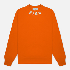 Мужская толстовка MSGM Collar Brush Stroke Logo, цвет оранжевый, размер S