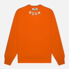 Мужская толстовка MSGM Collar Brush Stroke Logo, цвет оранжевый, размер S