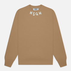 Мужская толстовка MSGM Collar Brush Stroke Logo, цвет коричневый, размер S