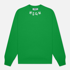 Мужская толстовка MSGM Collar Brush Stroke Logo, цвет зелёный, размер S
