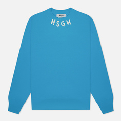 Мужская толстовка MSGM Collar Brush Stroke Logo, цвет голубой, размер S