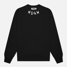 Мужская толстовка MSGM Collar Brush Stroke Logo, цвет чёрный, размер S