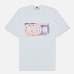 Мужская футболка MSGM Box Logo Dripping Regular, цвет белый, размер S