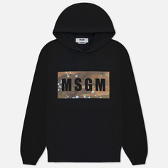 Мужская толстовка MSGM Box Logo Dripping, цвет чёрный, размер S