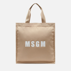Сумка MSGM Shopping Tote, цвет бежевый