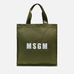 Сумка MSGM Shopping Tote, цвет зелёный