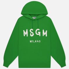 Женская толстовка MSGM Brush Stroke Logo Hoodie, цвет зелёный, размер XS
