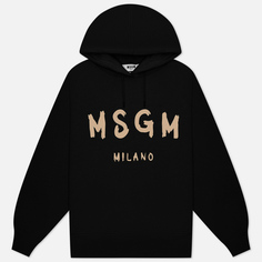 Женская толстовка MSGM Brush Stroke Logo Hoodie, цвет чёрный, размер XS