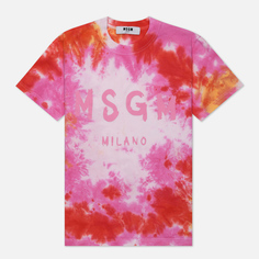 Женская футболка MSGM Impact Embroidery, цвет розовый, размер XS