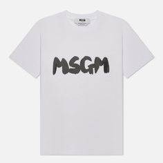 Женская футболка MSGM Logo Brush Print, цвет белый, размер XS