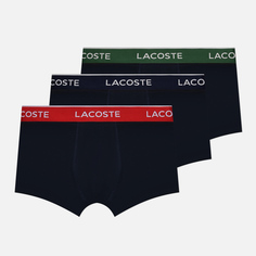 Комплект мужских трусов Lacoste Underwear 3-Pack Boxer Casual Contrast Waistband, цвет чёрный, размер S