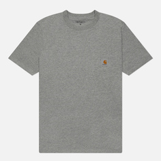 Мужская футболка Carhartt WIP Pocket Logo, цвет серый, размер S