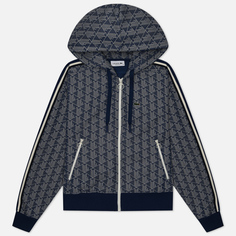 Женская толстовка Lacoste Monogram Jacquard Zip Front Hoodie, цвет синий, размер XS