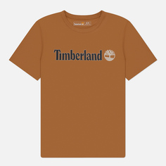 Мужская футболка Timberland Kennebec River Linear Logo, цвет коричневый, размер S
