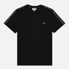 Мужская футболка Lacoste Logo Stripe, цвет чёрный, размер S